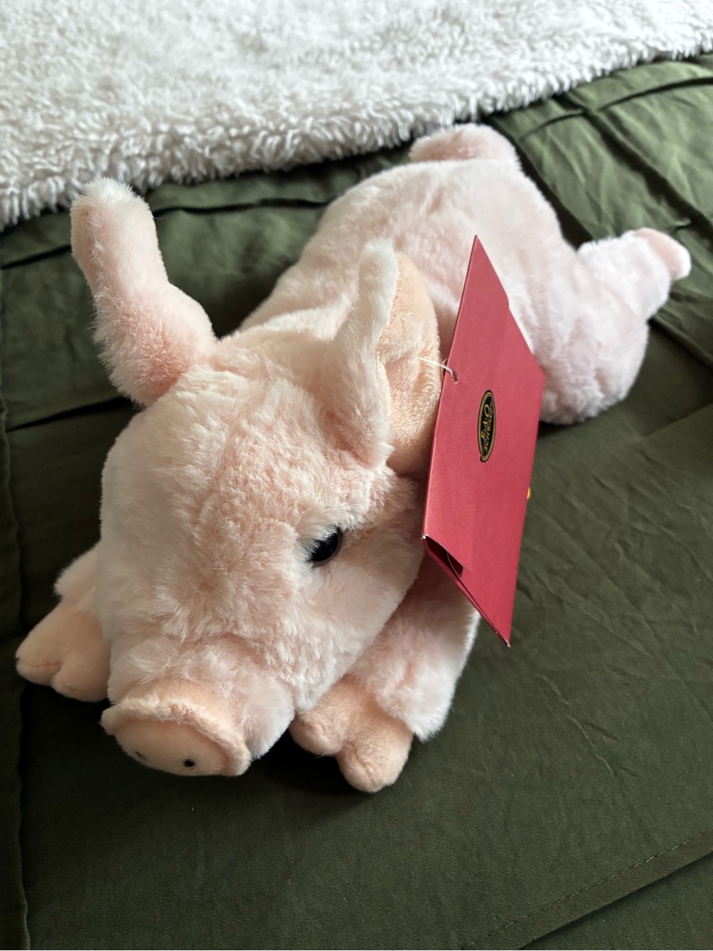 FAO Schwarz Light Pink Plush Pig Decorative Pillow